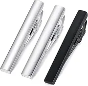 3pcs Set Honey Bear Mens/Boys Skinny Tie clip Set Tie Bar for Narrow Tie - Slim Stainless Steel For Business Wedding Gift,4.0cm