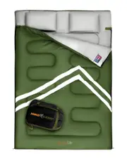 SereneLife Double Sleeping Bag With Two Pillows