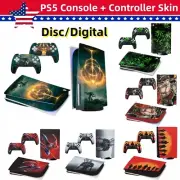 Vinyl Skin Sticker Decal Set for Sony PS5 Console Disk or Digital + 2 Controller
