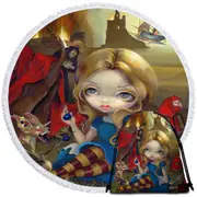 Alice and the Bosch Monsters Round Beach Towel