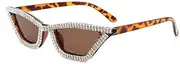 [HYYZZC] Full Rhinestones Cat Eye Sunglasses Vintage Triangle Frame Fashion Personality Party Sun Shade Eyewear