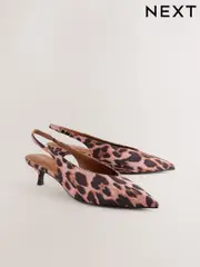 Leopard Standard/Wide Fit Forever Comfort® Point Toe Low Slingback Kitten Heels (AV7536) | $53