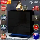 Artiss Bedside Tables Side Table RGB LED Lamp 3 Drawers Nightstand Gloss Black