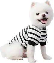Dog Sweater Striped Dog Shirt with Long Sleeves Winter Cat Apparel Warm Puppy Clothes for Small Dog Girl Boy Pet Sweatshirt (Black and White Stripe, L)