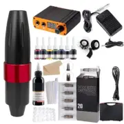 Tattoo Pen Kit with 20 Needles 8 Inks Digital Power Supply Portable Case USA