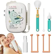 Ungtyb Travel Bottle Cleaner Kit, Silicone Brush, Soap Dispenser, Compact Drying Rack, Space Saving Storage Box for Home, Kitchen, Outdoor and Travel, 7.09 x 5.12 Inch