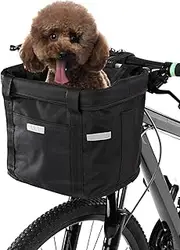 Bicycle Front Basket Removable Bike Handlebar Basket Pet Carrier Frame Bag Black One Size