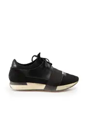 Black Leather & Mesh Race Runner Trainers