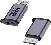 Danfetsoy 10Gbps Micro B to USB C Adapter, USB Type c Female to Micro B Male Converter Adapter for External Hard Drives, S5, Phone, Laptop (2 Pack)