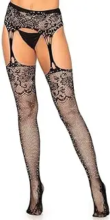 [Generic] Women's Lace Top Fishnet Stockings with Attached Garter Belt