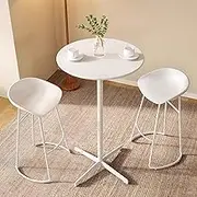 Round End Table Side Table with Metal Frame, Breakfast Bar Modern Pedestal Metal Dining Bistro Pub Table, Accent Table Nightstand Bedside Table