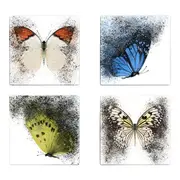 Set 4 Square Ceramic Coasters In Box- Butterfly's
