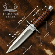 TrueEdge Blade 12” Full-Tang Fixed Blade Knife – Stainless Steel, Leather Handle