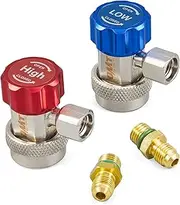 Adjustable R134A Adapter Fittings Quick Coupler High Low AC Freon Manifold Gauge Hose Conversion kit 0.64 cm SAE HVAC