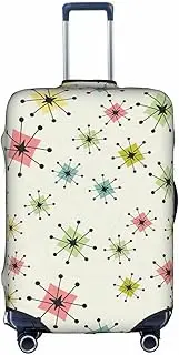 [Pvinnk] Atomic Stars Retro Pattern Print Protective Luggage Cover Elastic Washable Suitcase Protector Travel Gear Protector, White, Medium
