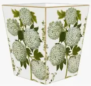 Marye-Kelley, Pale Sage Hydrangea Wooden Wastepaper Basket, Gold Trim