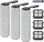 7 Pcs Replacement Parts for Tineco Floor ONE S5/Floor One S5 Pro Cordlesss Vacuum Cleaner, Accessories Include 3 Brush Roller, 3 HEPA Filters, 1 Clean Brush