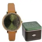 Fossil Jacqueline Ladies Green Dial Quartz Luggage Leather 36mm Watch ES4929