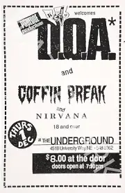 D.O.A. - Nirvana - 1988 Vintage Music Poster