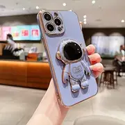 Astronaut Electroplated Case for iPhone 11 12 13 14 Pro Max XS X XR 7 8 Plus Kickstand Candy Cases Cover,Dark Grey,for iPhone 13