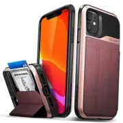 vCommute Wallet Case Compatible with Apple iPhone 11 (6.1" Rose Gold / Red