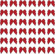 200pcs Mini Satin Ribbon Bows - Red, Pre-Tied, 1 Inch, Small, Flowers, Christmas, DIY Crafts, Gift, Wedding, Party, Sewing, Scrapbooking