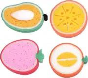 4Pcs Cute Fruit Shaped Bath Sponges for Kids - Mango, Honey-Dew Melon, Orange...