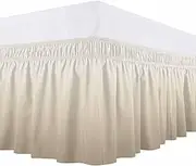 Ombre Beige Bed Skirt Queen Size, 16-Inch Drop Elastic Bed Skirting Brown Beige Texture Dust Ruffles Bedding Decoration with Wrap Around Adjustable Bedskirt for Queen Bed