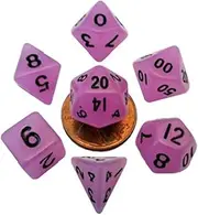 Mini Polyhedral Dice Set: Glow Purple w/Black Numbers (7)