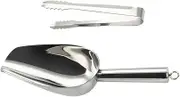 PEPLAYTAL 2-pack Ice Cube Scoop Tong Stainless Steel Food Scoop Clip Smooth Rounded for Hand Protection
