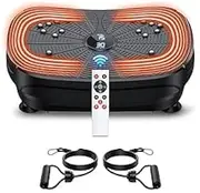 Vibration Plate Exercise Machine, LERTIN Portable Full Body Vibration Platform for Lymphatic Drainage, 9 Preset Auto Mode Fitness Board for Weight Loss Shaping, with Resistance Bands, 99 Levels 02