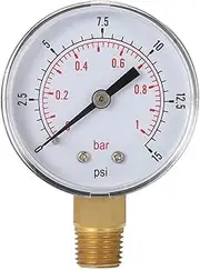 Generic 50mm 0~15psi 0~1bar Pool Filter Water Pressure Dial Hydraulic Pressure Gauge Meter Manometer 1/4"" NPT Thread