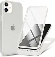 [Cavor] for iPhone 12 Case Built-in Screen Protector iPhone 12 Pro Case 6.1'' Frosted Matte TPU PC Bumper Shockproof Cover 360° Full Body Protective Phone Case-White