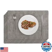 Softalker Faux Leather Placemats Set of 8-Vinyl Heat Resistant Place Mats, 10
