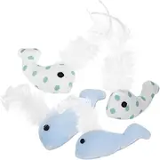 ERINGOGO 4pcs Cute Plush Whale Cat Toys Interactive Chewing Playthings for Indoor Cats Engaging Funny Toys for Kittens Reduces Loneliness and Provides Stimulation