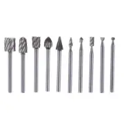 10pcs 1/8 Inch Shank Milling Rotary File Burrs Bit Set Wood Carvin.OA
