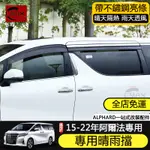 適用15-22年豐田TOYOTA ALPHARD晴雨擋 車窗雨眉改裝ALPHARD阿爾法車窗亮條