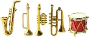 ibasenice 1 Set Mini Saxophone Jazz Tiny Drum Miniature Tree Houses Miniature Figurines Instruments Miniature Hanging Trumpet Mini Mini House Musical Instrument Golden Plastic