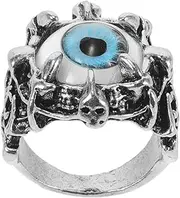 [XolngYYeng] Gothic Punk Devil Evil Eye Dragon Ring for Men Women Vintage Opening Skull Decor Eyeball of Demon Biker Jewelry Halloween Costume Accessory