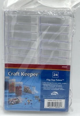 Craft Keepers Flip Top Tubes 24 Clear Storage Containers Crafts Arts Jewelry