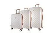 3pc Pierre Cardin 360 Spinner 4 Wheels Hard Shell Expandable Luggage Set-White