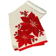 Cynthia Rowley Christmas Poinsettia with Beaded Accents 72in Table Runner