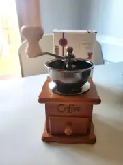 Manual Coffee Grinder Wood Vintage Antique Ceramic Hand Crank Coffee Mill New