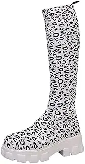 [Generic] Fashion Platform Boots Mid Calf Stretch Go go Boots Knee High Low Heel 1-2"
