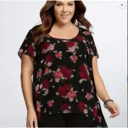 Torrid Floral Chiffon Shark Bite Plus Size Top Size 4 4X
