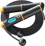 Happyyami 1 Set Weighted Jump Rope with Counter Fitness Rope for Workouts Comfortable Non Slip Handles Smart Calorie and Display for Gym