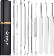 [Latest]Blackhead Remover Tool, Boxoyx 10 Pcs Professional Pimple Comedone Extractor Popper Tool Acne Removal Kit - Treatment for Pimples, Blackheads, Zit Removing, Forehead,Facial and Nose(Silver)