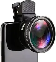 Professional 2-in-1 Universal Clip 37mm Mobile Phone 0.45x 49uv Super Wide-Angle + Macro HD Lens for All Smartphones