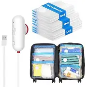 9 Pack Travel Vacuum Storage Bags Lightweight Seal Bags with USB Electric Pump Compact for Clothes Blankets Space Saver Compression Bags for Travel
