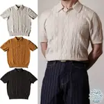 FOLKLORE CLASSIC 60S美式復古繩紋提花羅紋全針織POLO衫 KNIT SHIRT